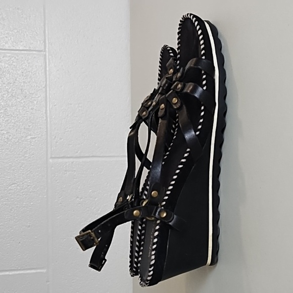 Aerosoles What's What Black Wedge Sandal anti slip sole whip stitching 7.5 - Picture 2 of 15